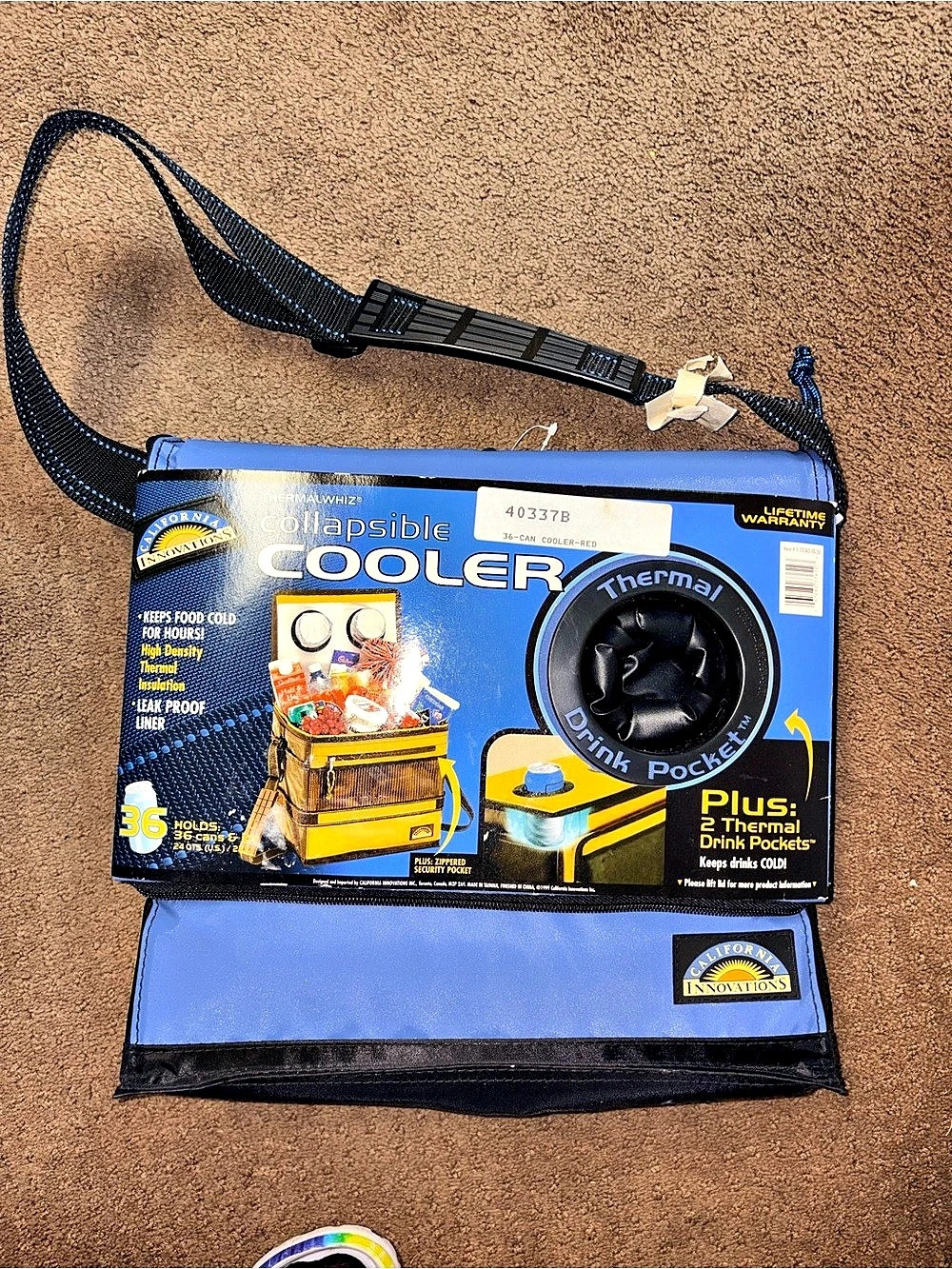 California Innovations Thermalwhiz Collapsible Cooler 36-Can Blue & Black